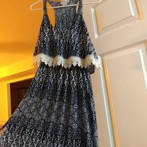 Chico's small dress dark blue and cream